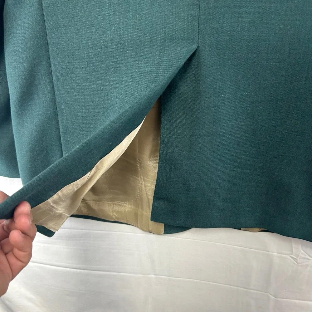 Stafford Blazer Mens 46R Green Two-Button Gold Crest Buttons USA Made